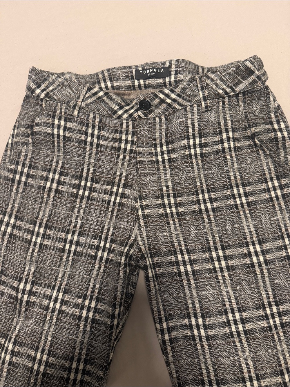 YoungLA Grey Plaid Trousers